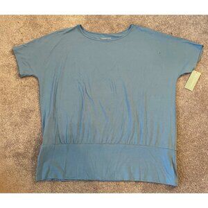 NWT Coldwater Creek Short Sleeve Top Blouse Antique Blue 1X